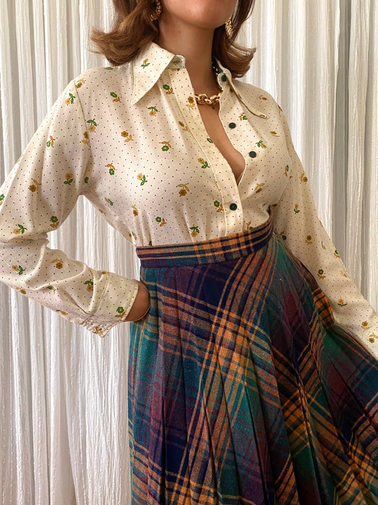 70’s Floral Long Sleeve Blouse