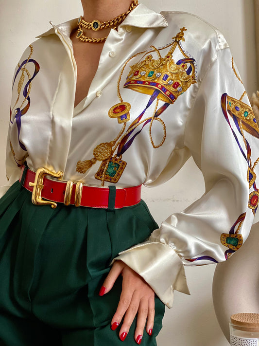 Royal silky long sleeve blouse