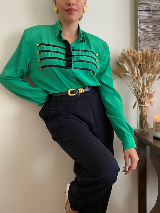 80's Military Long Sleeve Blouse