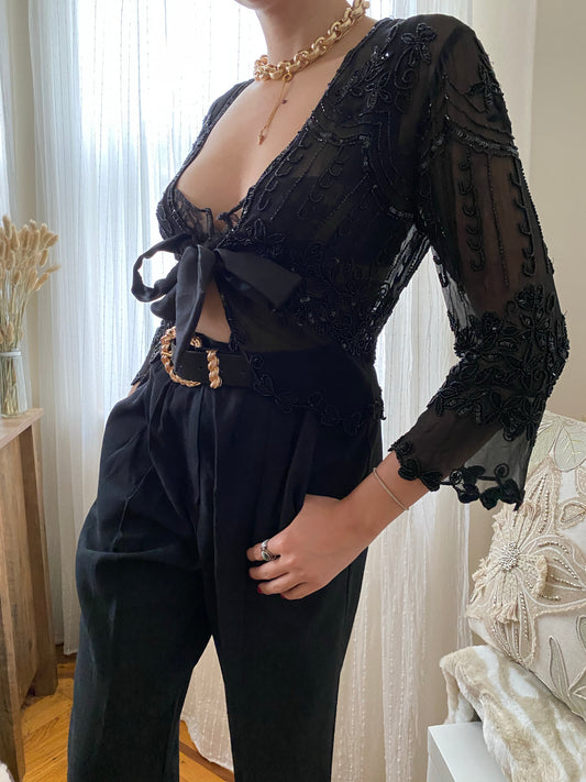 Beaded Cropped Cardigan
