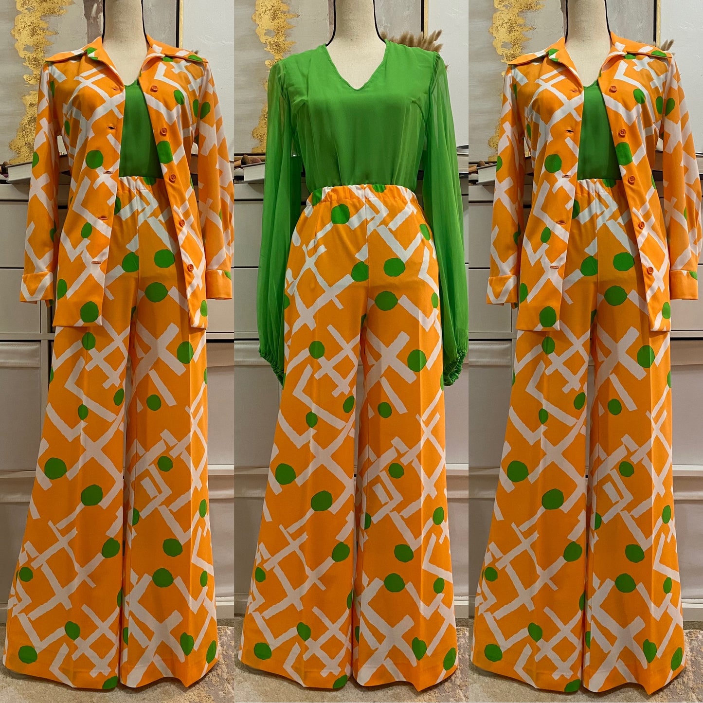 70’s Abstract 2pc Wide Leg Pantsuit (S-L)