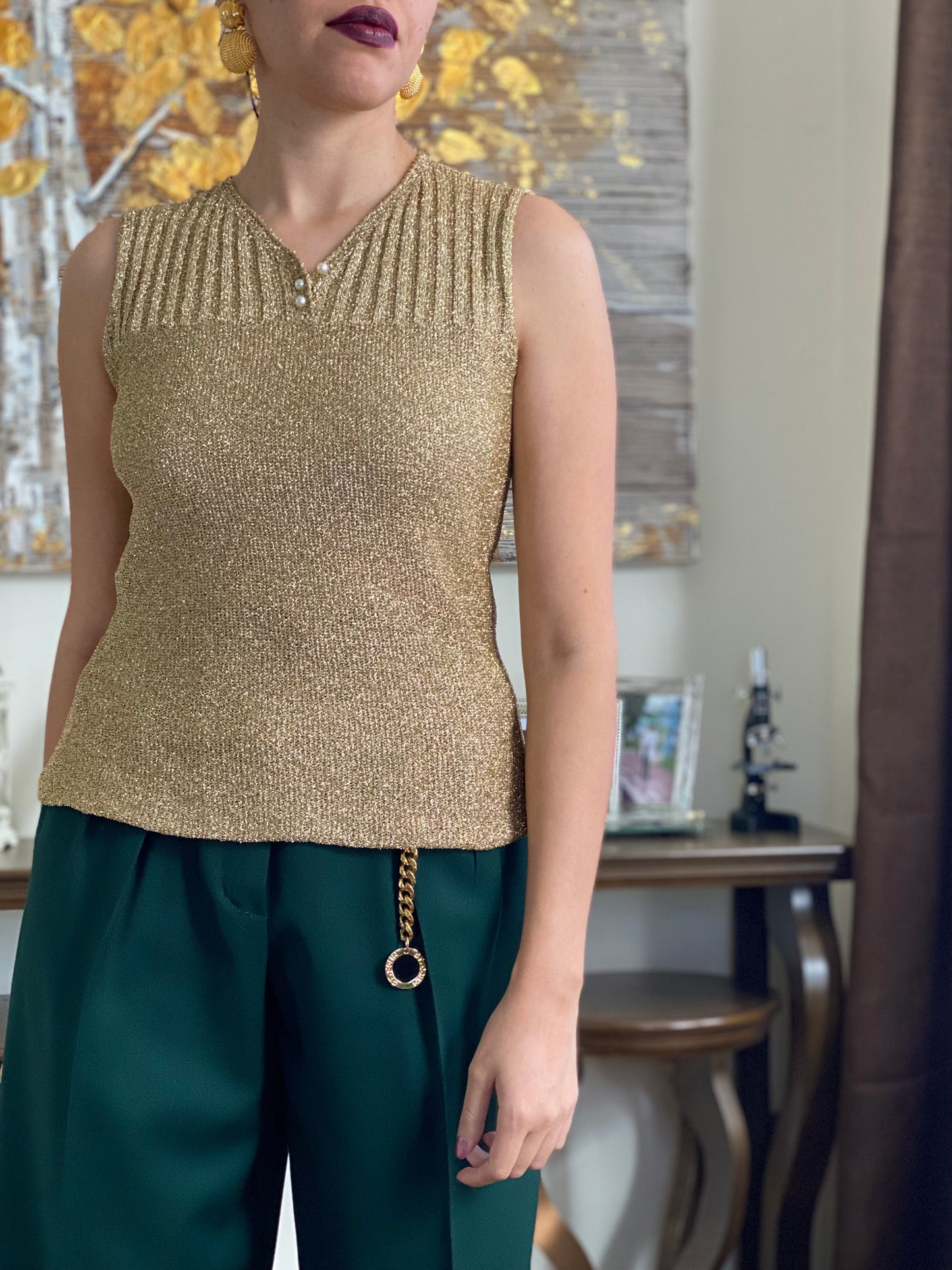 50's Metallic Sleeveless Top (S)