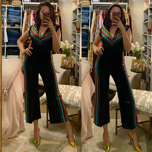 70’s Hooded Rainbow Wide Leg Jumpsuit (S-M)