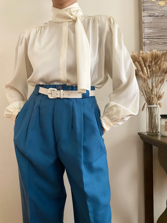 Business Essential White Bow-Tie Blouse