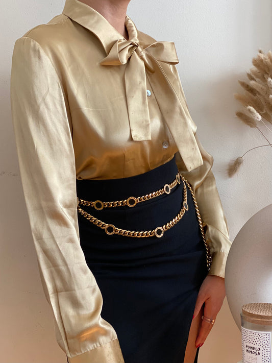 Silk Pussy Bow Style Long Sleeve Blouse