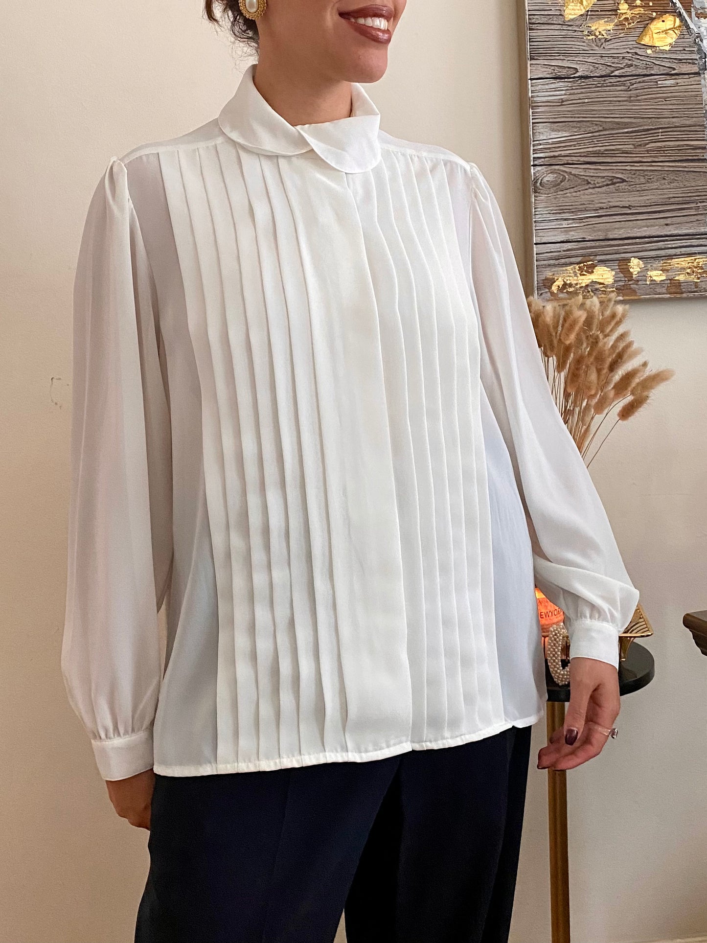 Pleated Long Sleeve Blouse