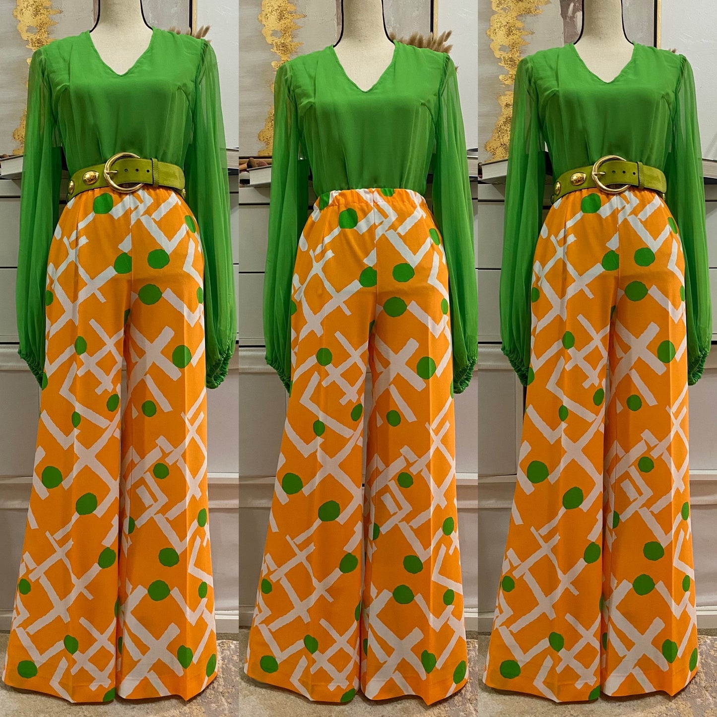 70’s Abstract 2pc Wide Leg Pantsuit (S-L)