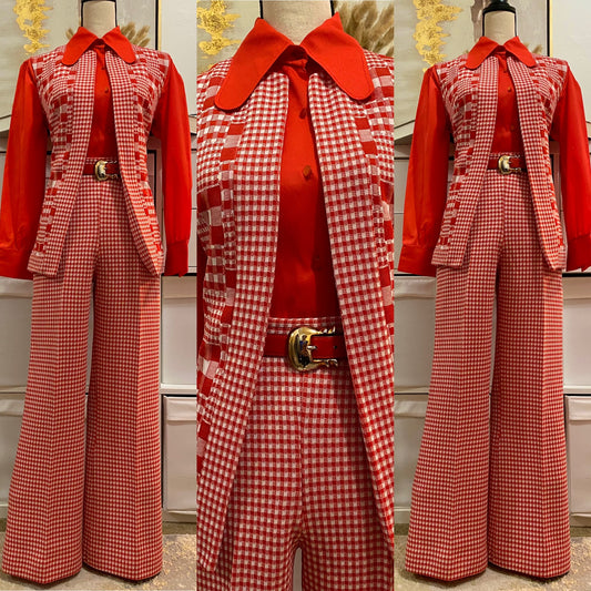 70’s Patchwork Gingham 2-Piece Set (S-M)