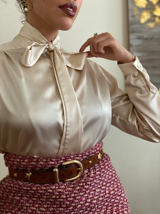 High Top with detachable pussy bow long Sleeve blouse