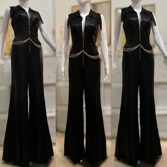 70's Sexy Disco Bell Bottom Jumpsuit w/ O-ring (M-L)