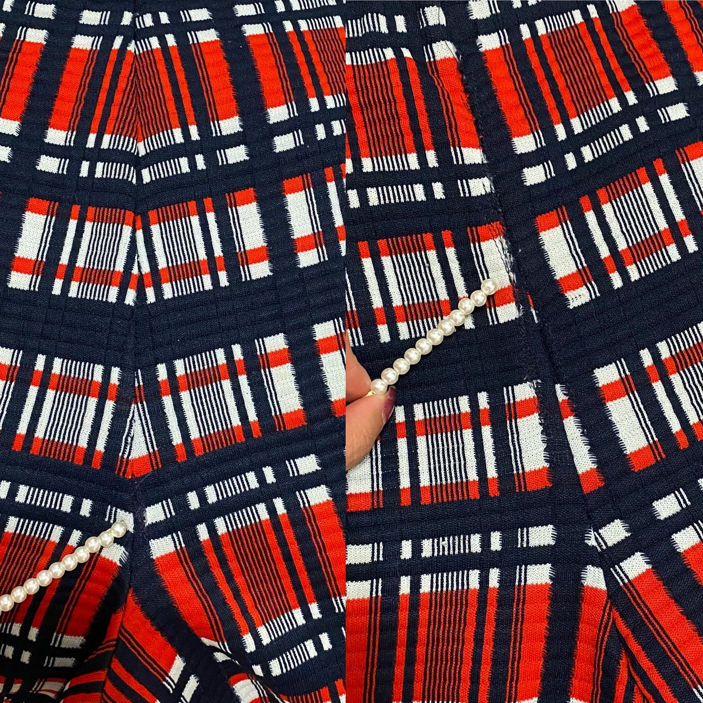 70's 2pc Wide Leg Pantsuit; Stripes/Plaid (S-M)