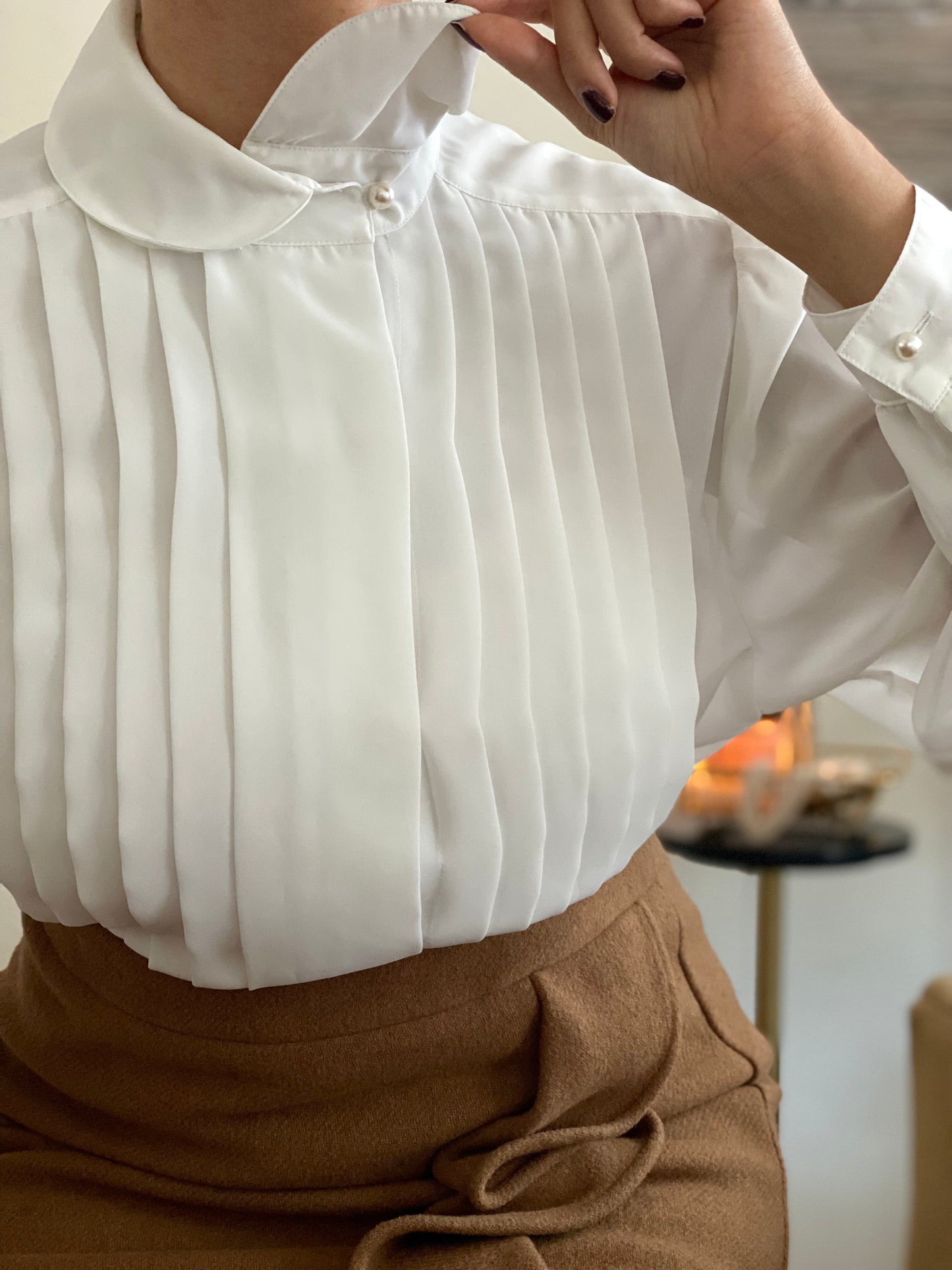 Pleated Long Sleeve Blouse