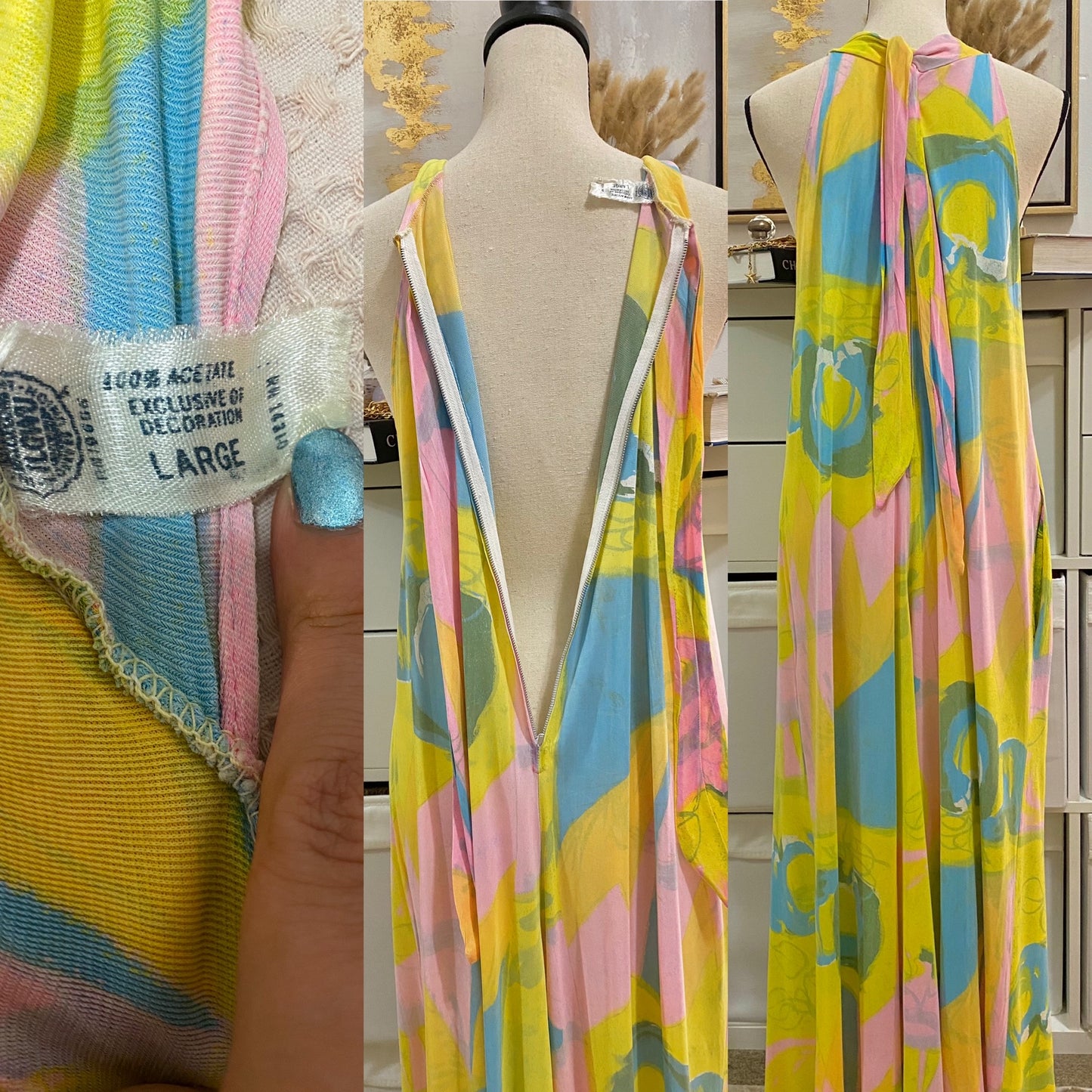 60's ILGWU Abstract Pastel Jumpsuit (S-L)