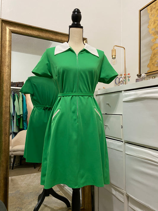70’s Colorblock Mod Dress with Waist Tie (M-L)