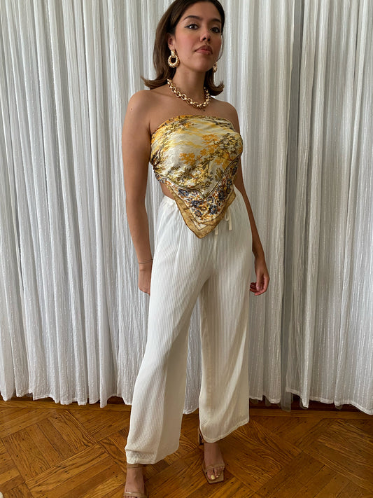 Ivory wide leg trousers