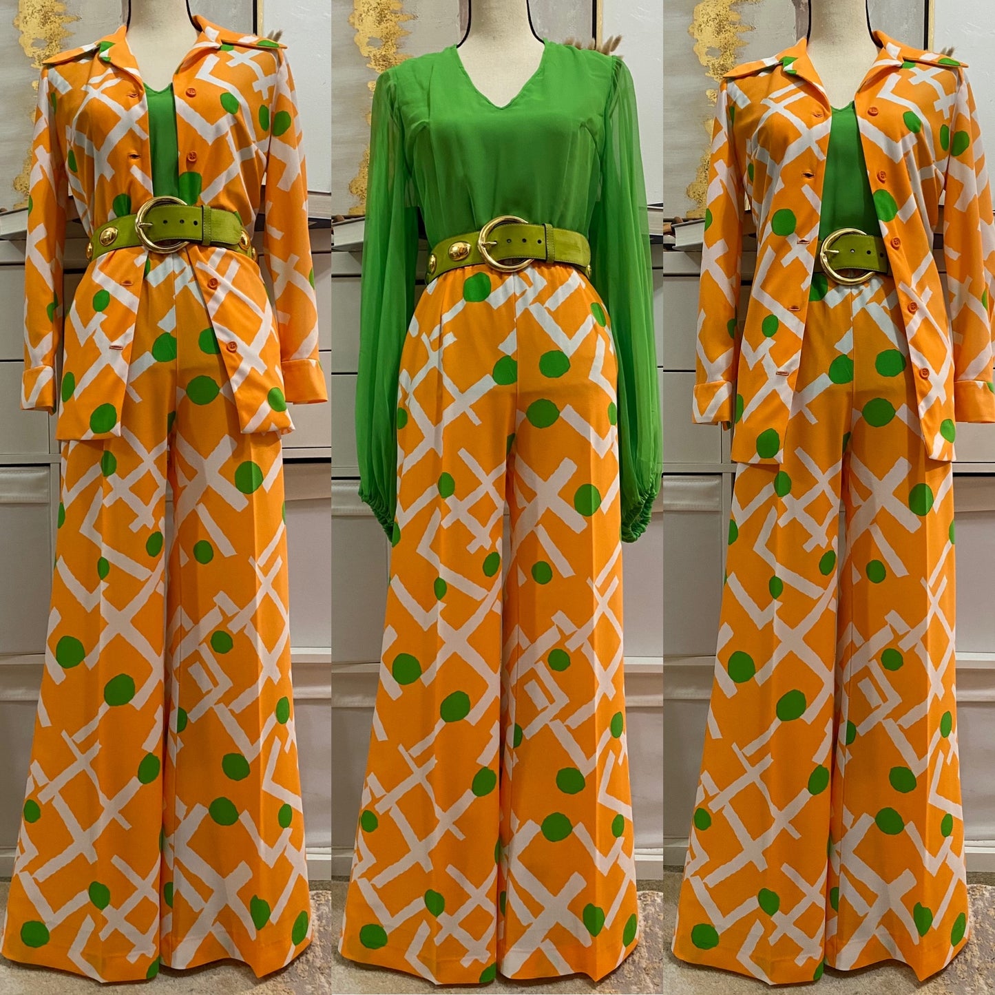 70’s Abstract 2pc Wide Leg Pantsuit (S-L)