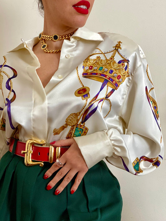 Royal silky long sleeve blouse
