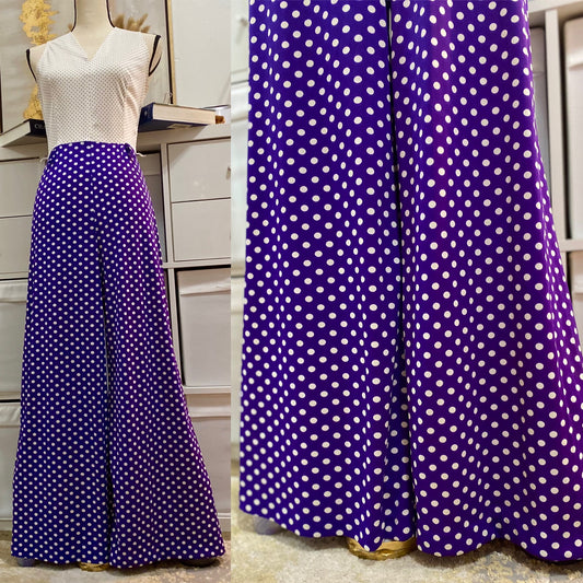 70's Purple & White Polka Dot Bell Bottom Jumpsuit (S-M)