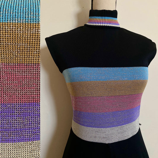 70's Sparkly Rainbow Turtleneck Palazzo Jumpsuit (M-L)