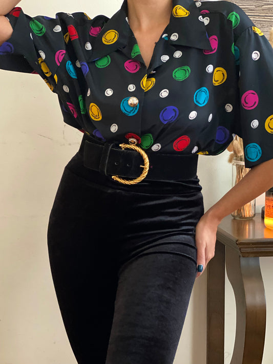 Circle Pattern Short Sleeve Blouse