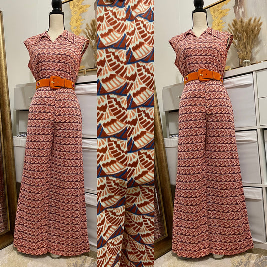 70’s 2-Piece Qiana Abstract Lounge Set (S-M)
