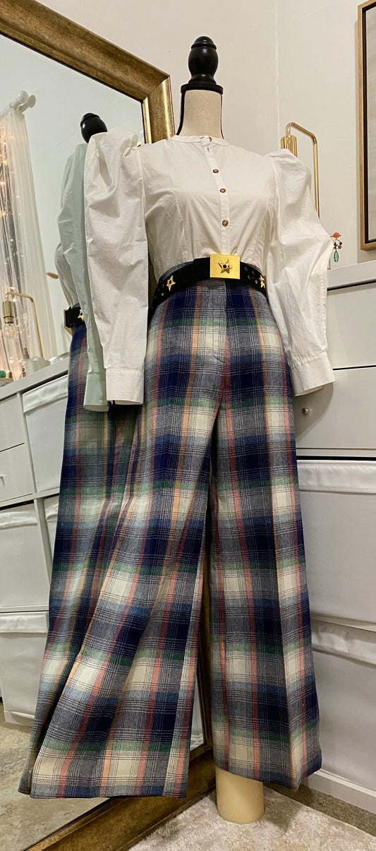 70’s Faded/Gradient Plaid Bell Bottoms (M-28"W)