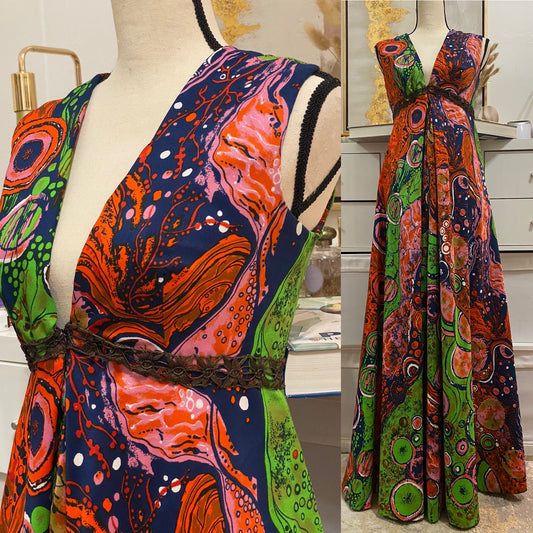 60's-70's Oil Spill Mega Palazzo Jumpsuit (M)