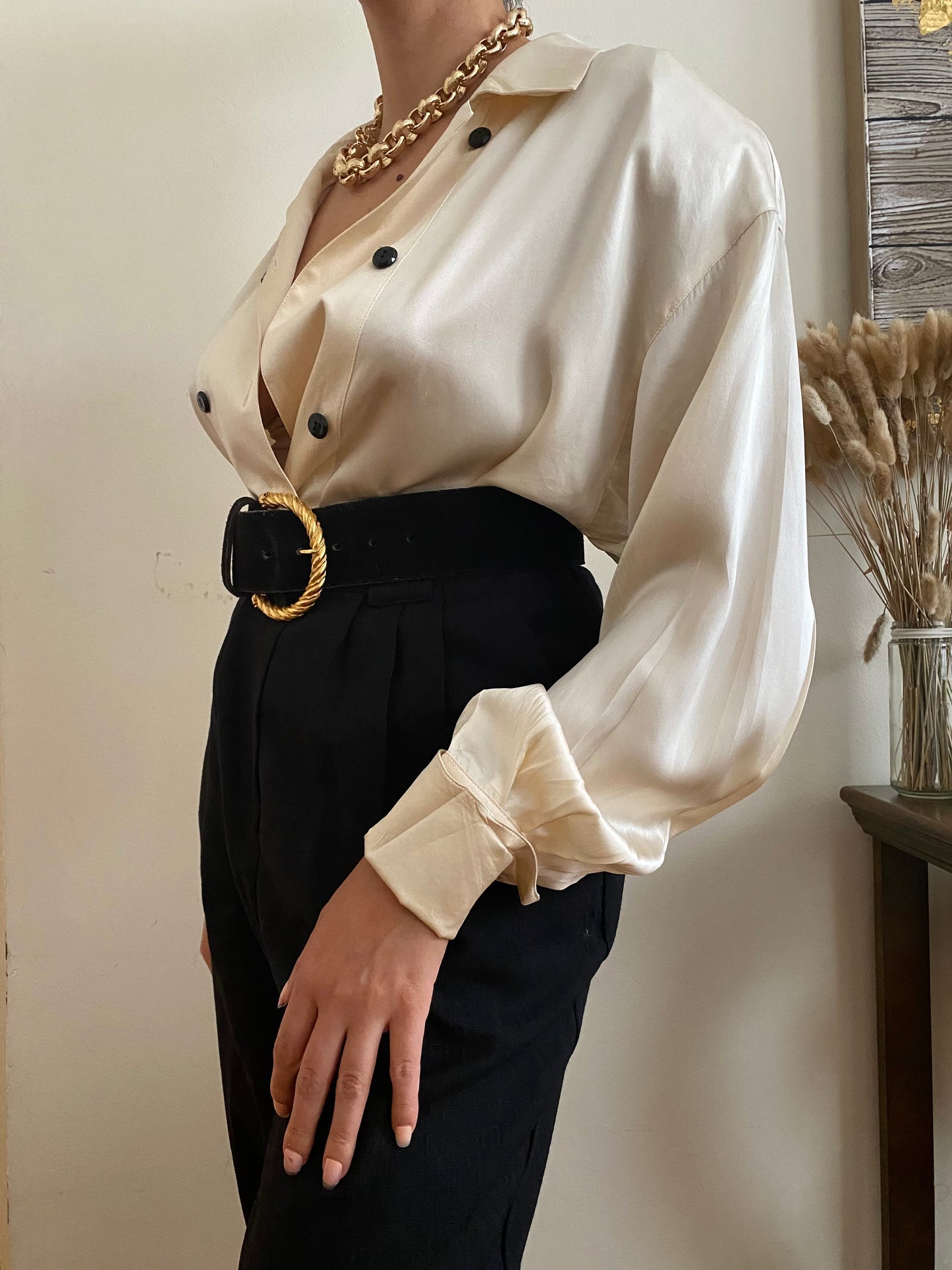 Silky long sleeve oversized blouse