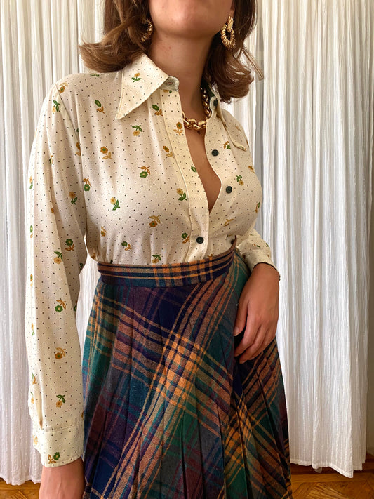 70’s Floral Long Sleeve Blouse