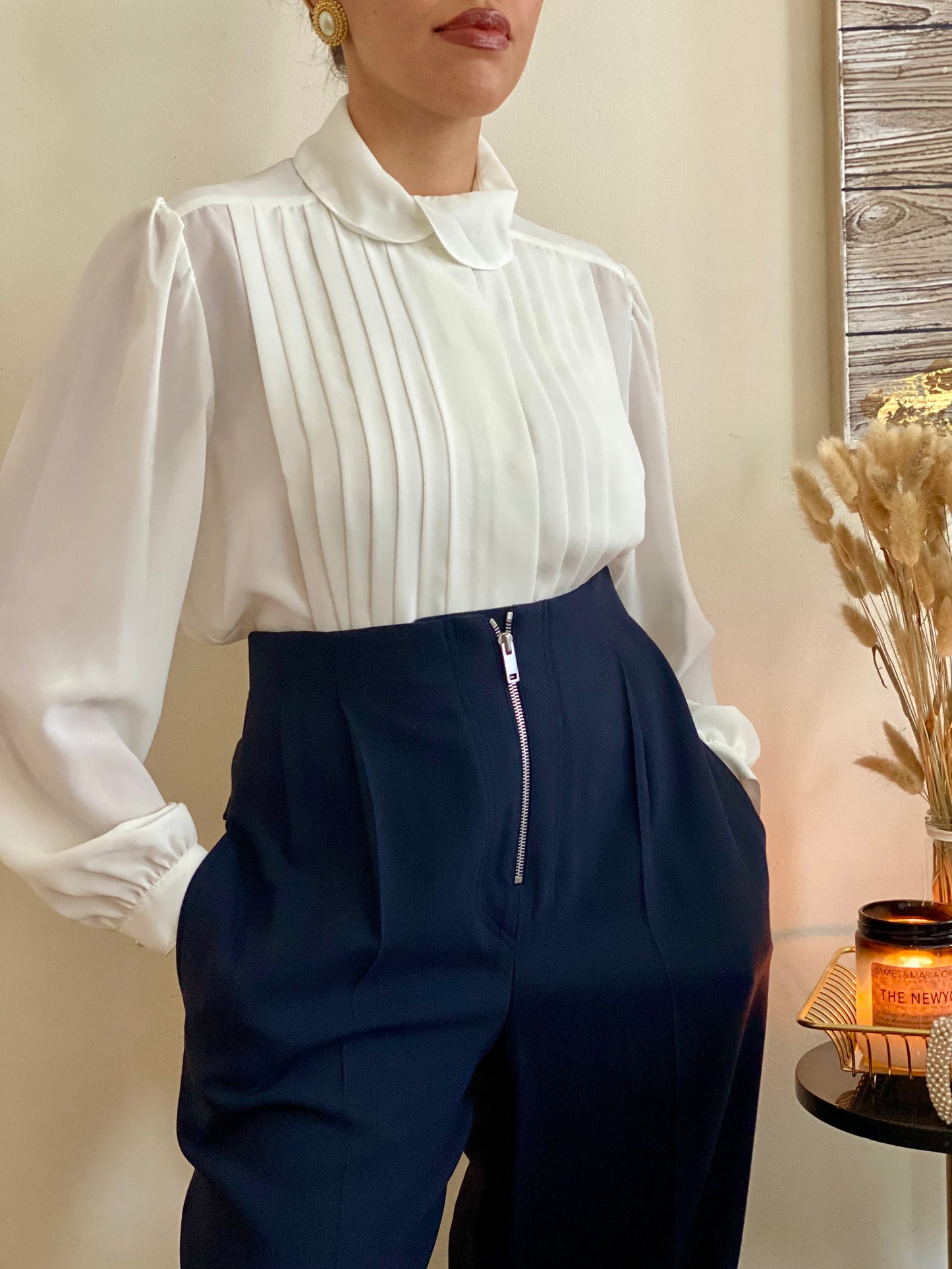 Pleated Long Sleeve Blouse