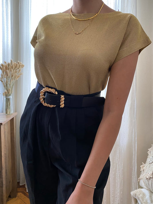 Gold Metallic Short Sleeve