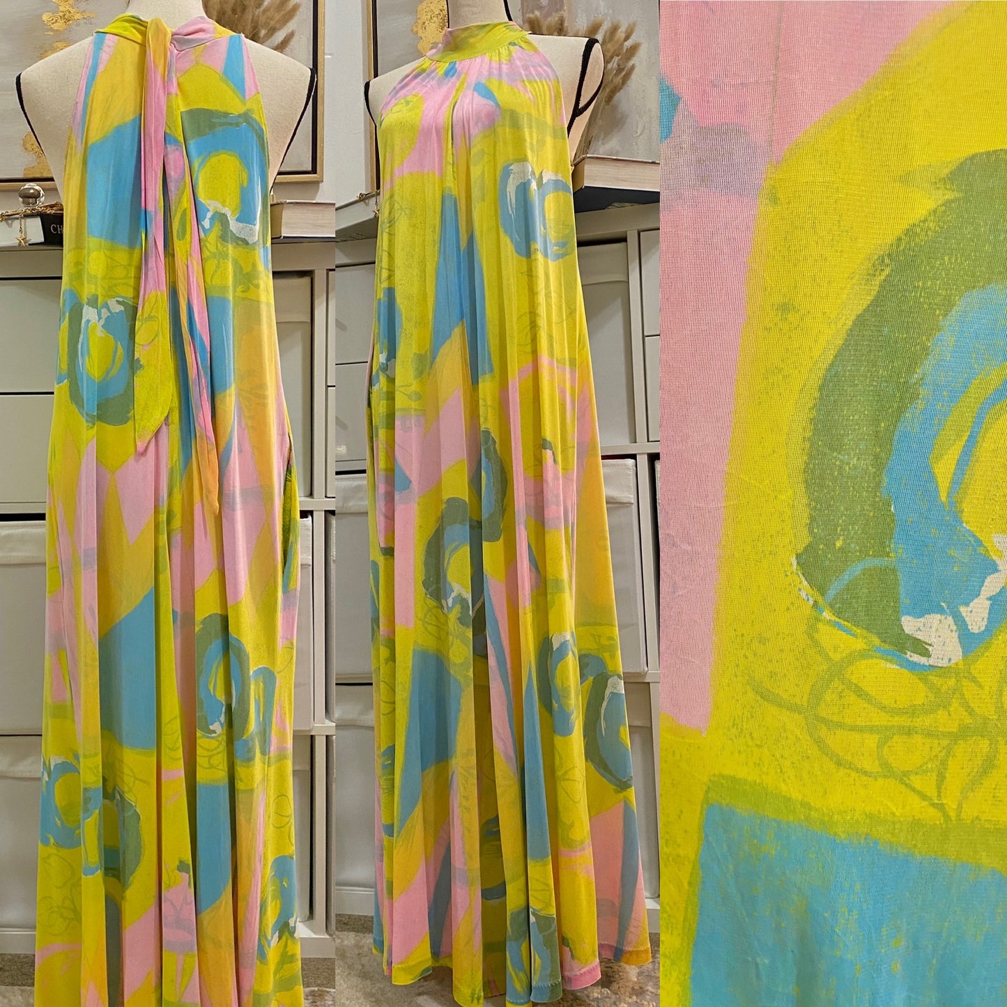 60's ILGWU Abstract Pastel Jumpsuit (S-L)