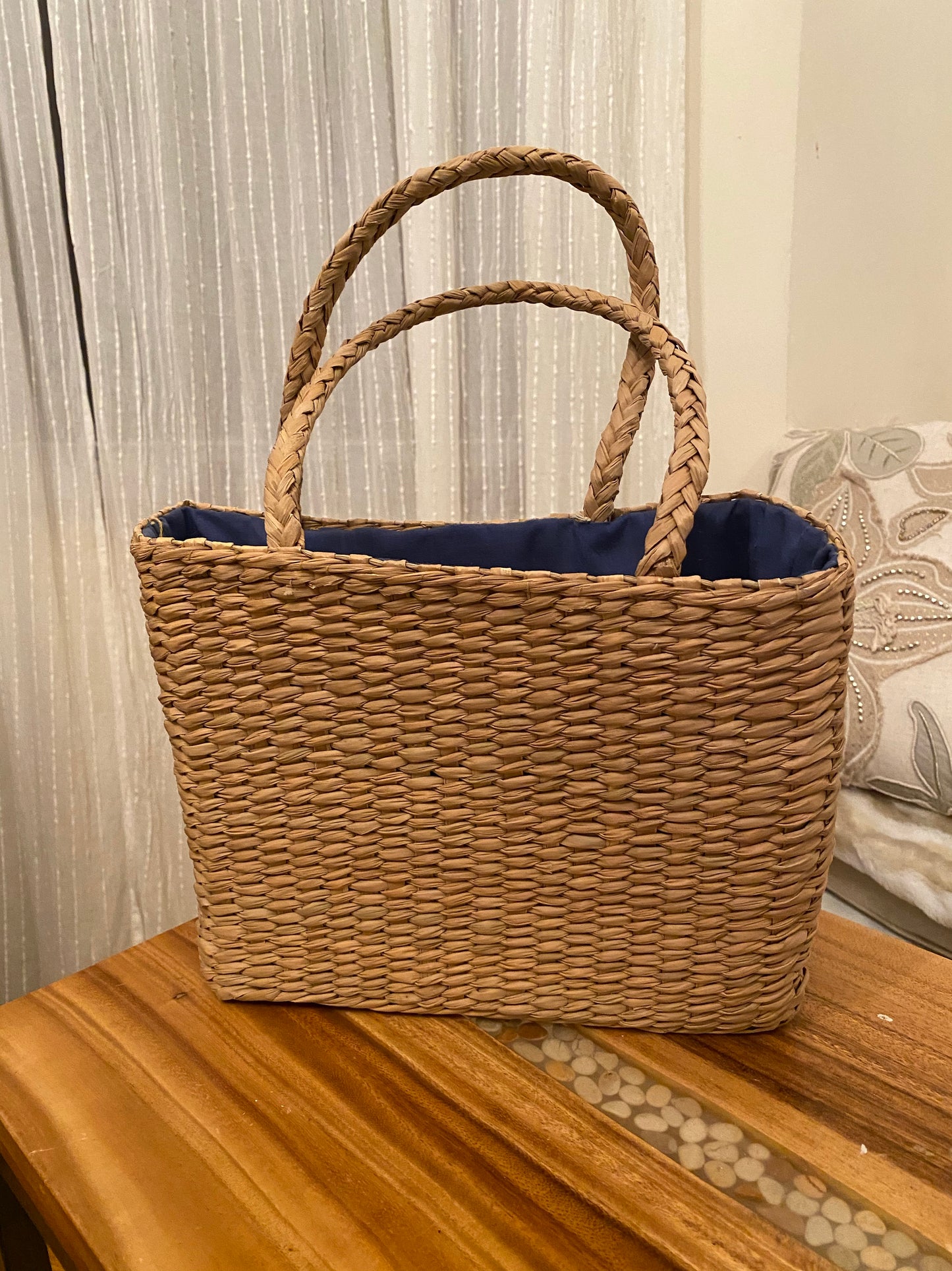 Flower Woven Straw Basket Bag