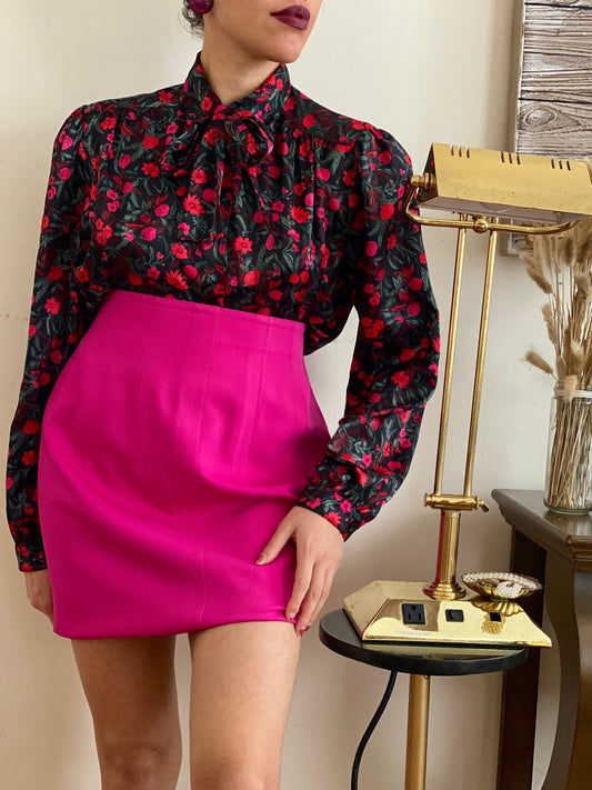 Floral Pussy Bow Long Sleeve Blouse (8)
