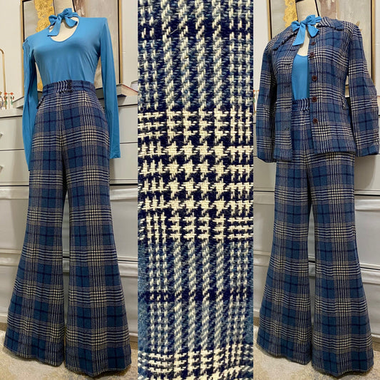 70’s 2-Piece Plaid Bell Bottom Set (M)