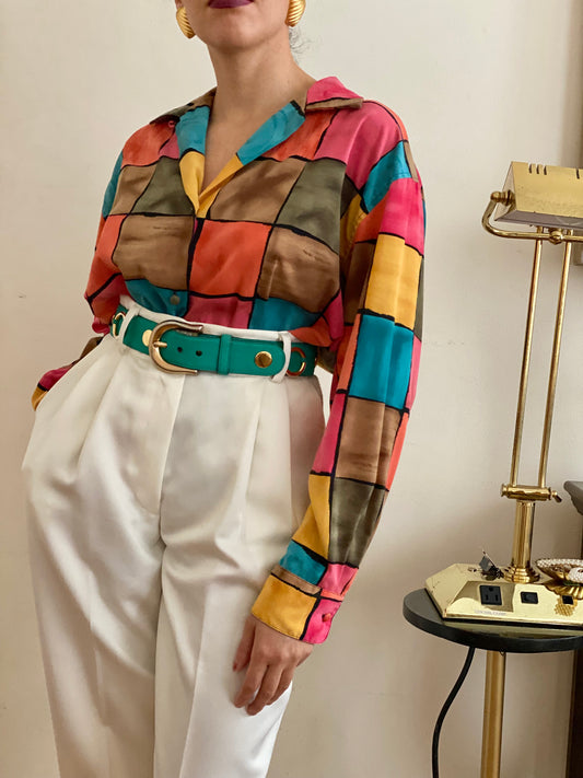 Multicolor Block Blouse (M)