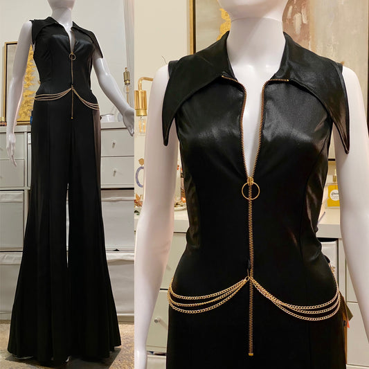 70's Sexy Disco Bell Bottom Jumpsuit w/ O-ring (M-L)