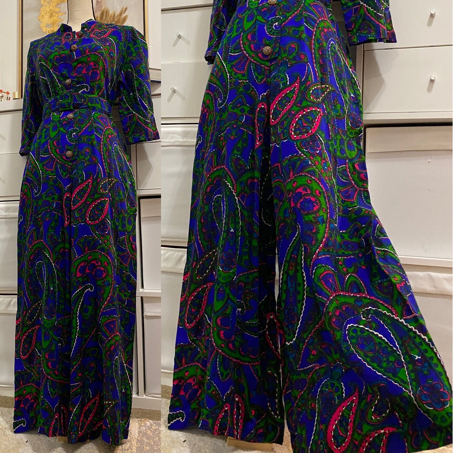 60's Psychedelic Wide Leg Palazzo Jumpsuit (XS-L)