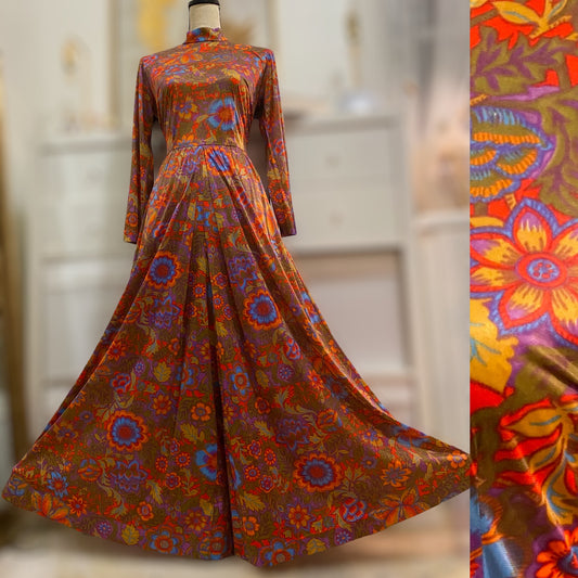 60s Floral Palazzo Jumpsuit (XS-S)