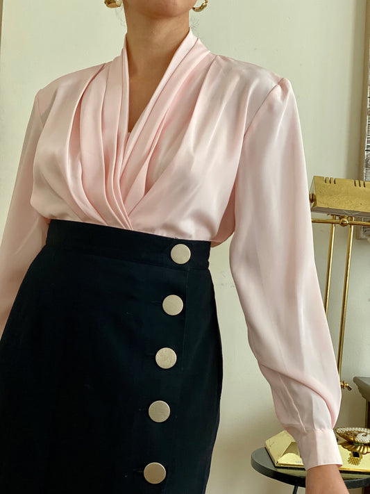 NWT Pink Draped V-neck Long Sleeve Blouse (10)