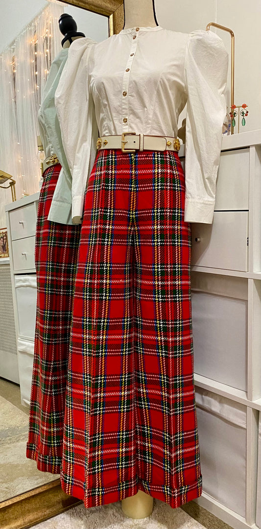 70's Tartan High Rise Bell Bottom Flare (26"W/27"W)