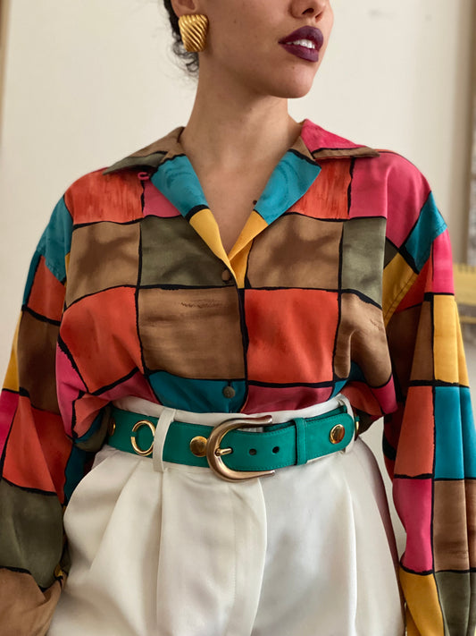 Multicolor Block Blouse (M)