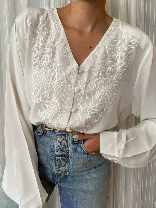 Embroidered Long Sleeve Blouse