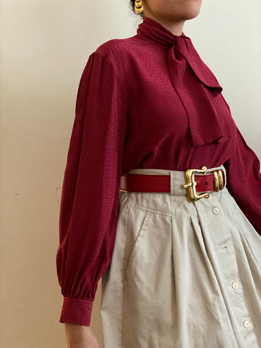 Jabot Bow Collar Long Sleeve Blouse