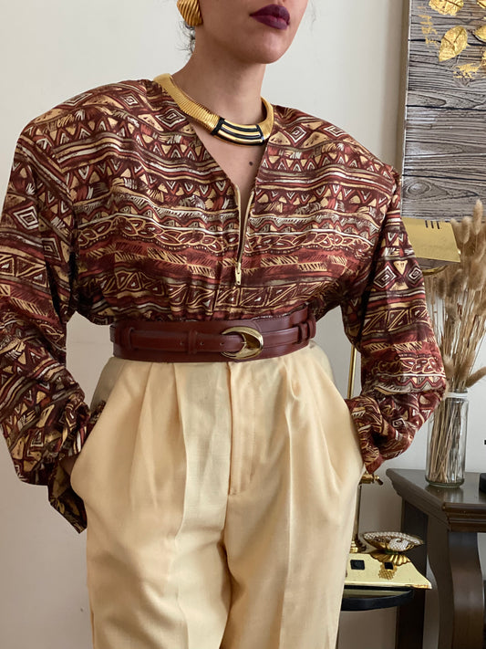 TRIBAL ABSTRACT PATTERN BOMBER JACKET (M)