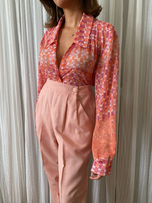 Abstract Long Sleeve Blouse
