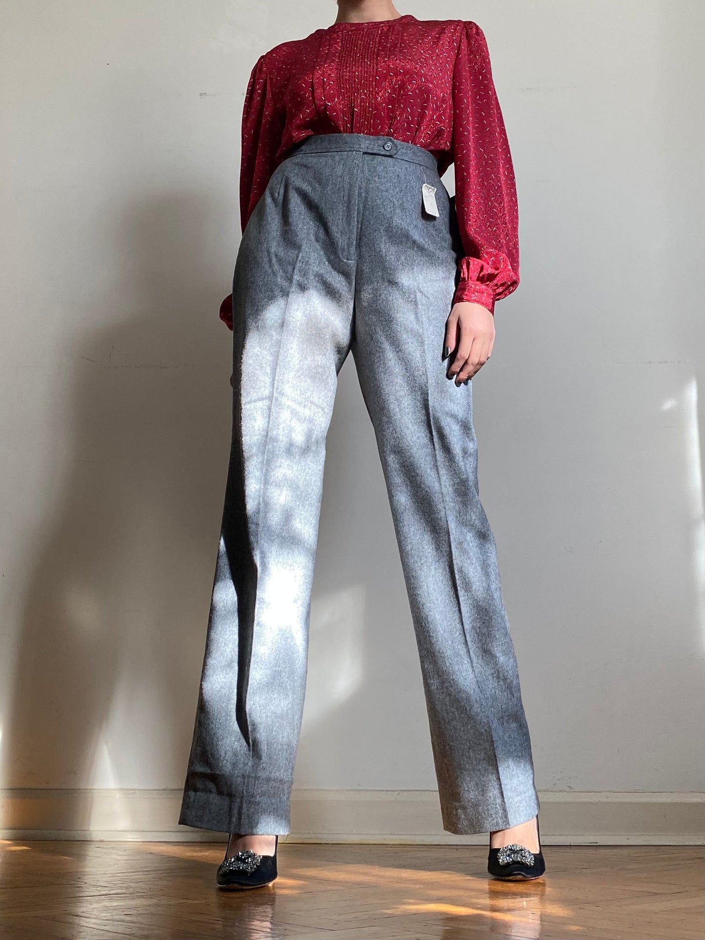 80's NOS High Waisted Wool Trousers (28"W)