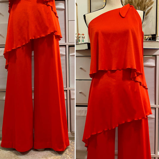 70’s Two Tiered One Shoulder Jumpsuit