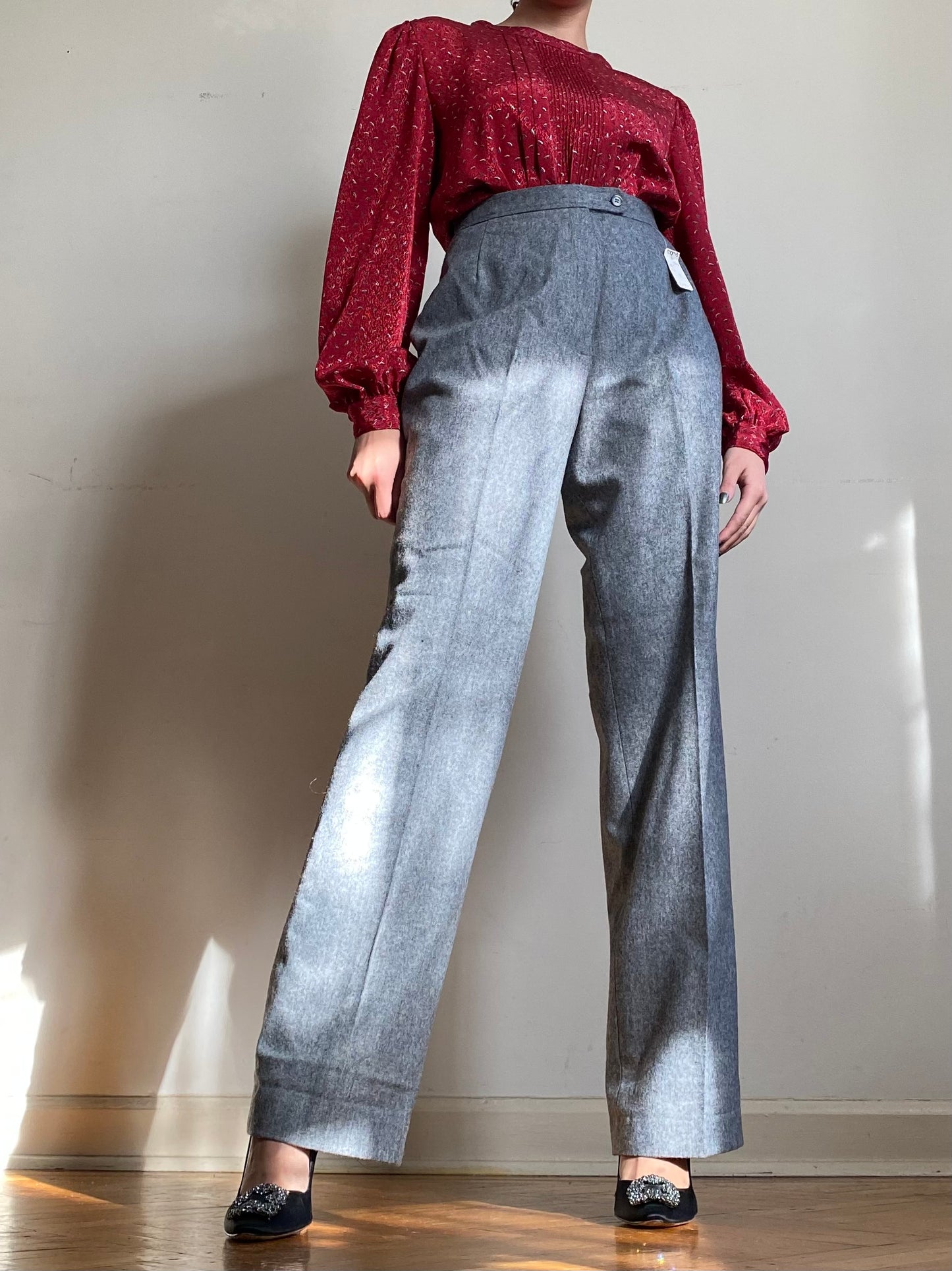 80's NOS High Waisted Wool Trousers (28"W)