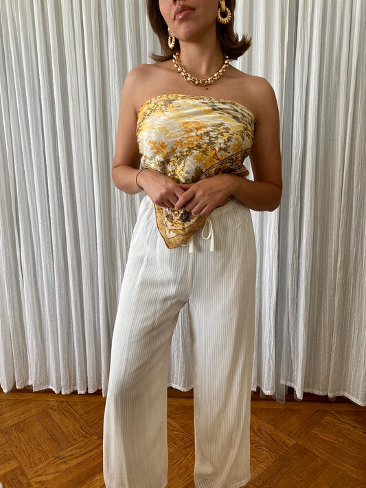 Ivory wide leg trousers